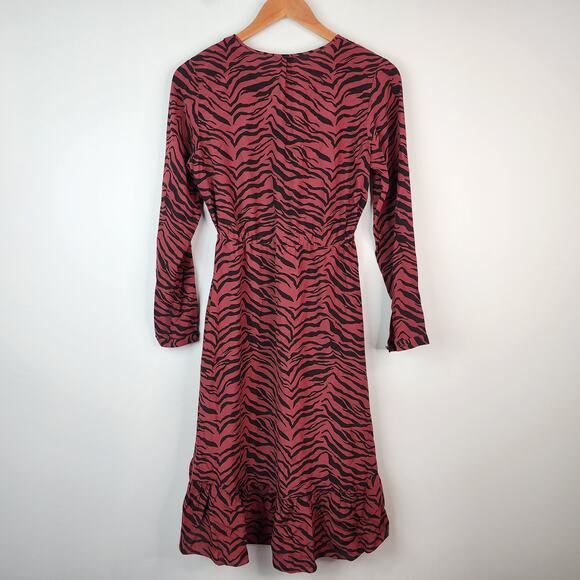 NEW Rails Jade High Low Button Front Midi Dress Rust Tiger Stripe SMALL - Picture 5 of 8